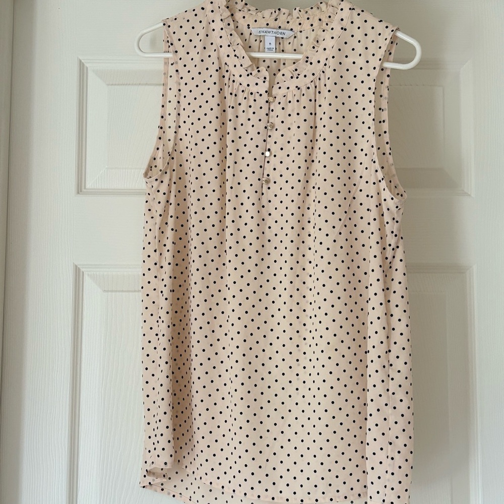 Sleeveless Polka Dot Blouse - Cream